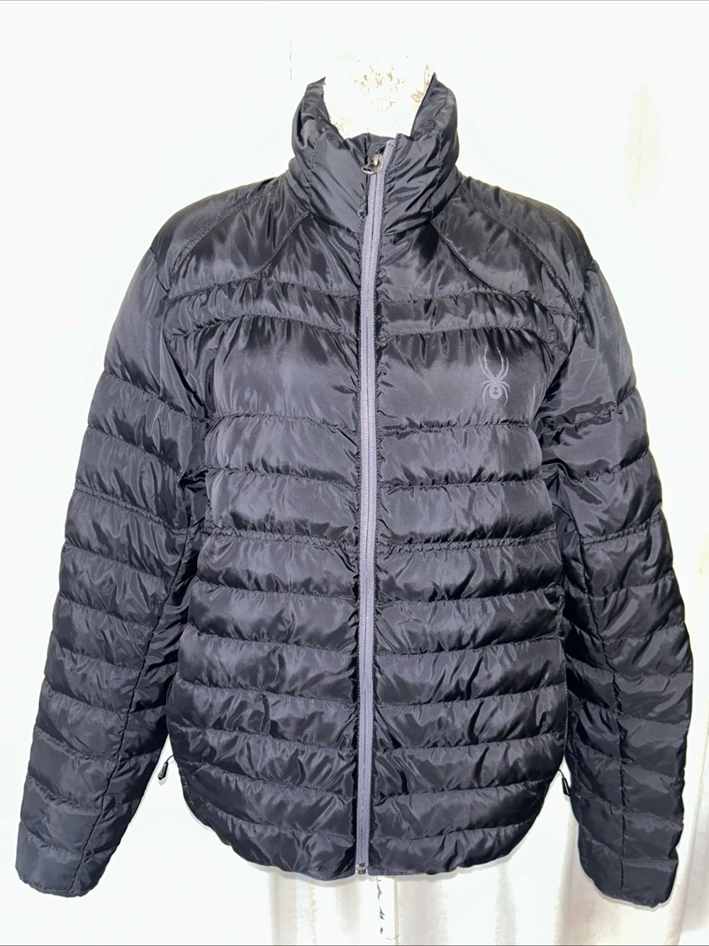 Men's sz M Spyder Prymo Jacket Black Down Filled Puffer Quilted Winter Full-Zip